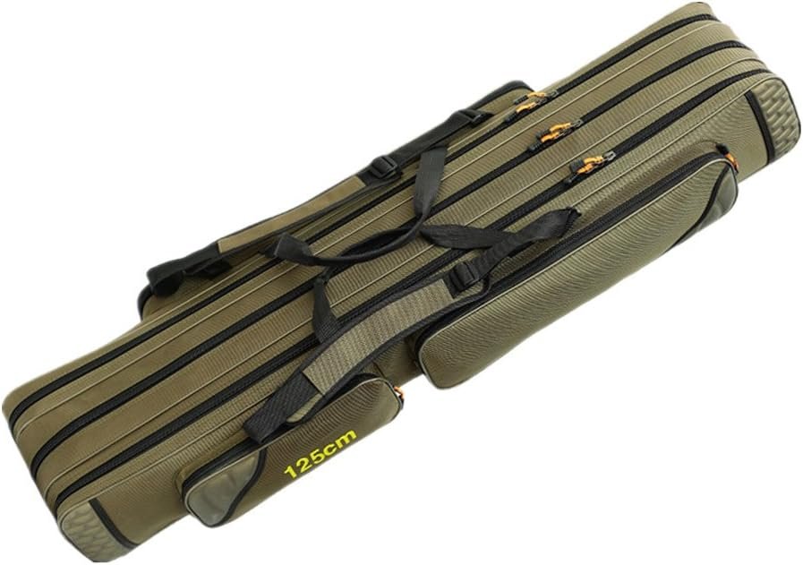 Portable 3-Layer Foldable Fishing Rod Bag; Soft Case For Rods, Reels, And Tackle (80cm)
