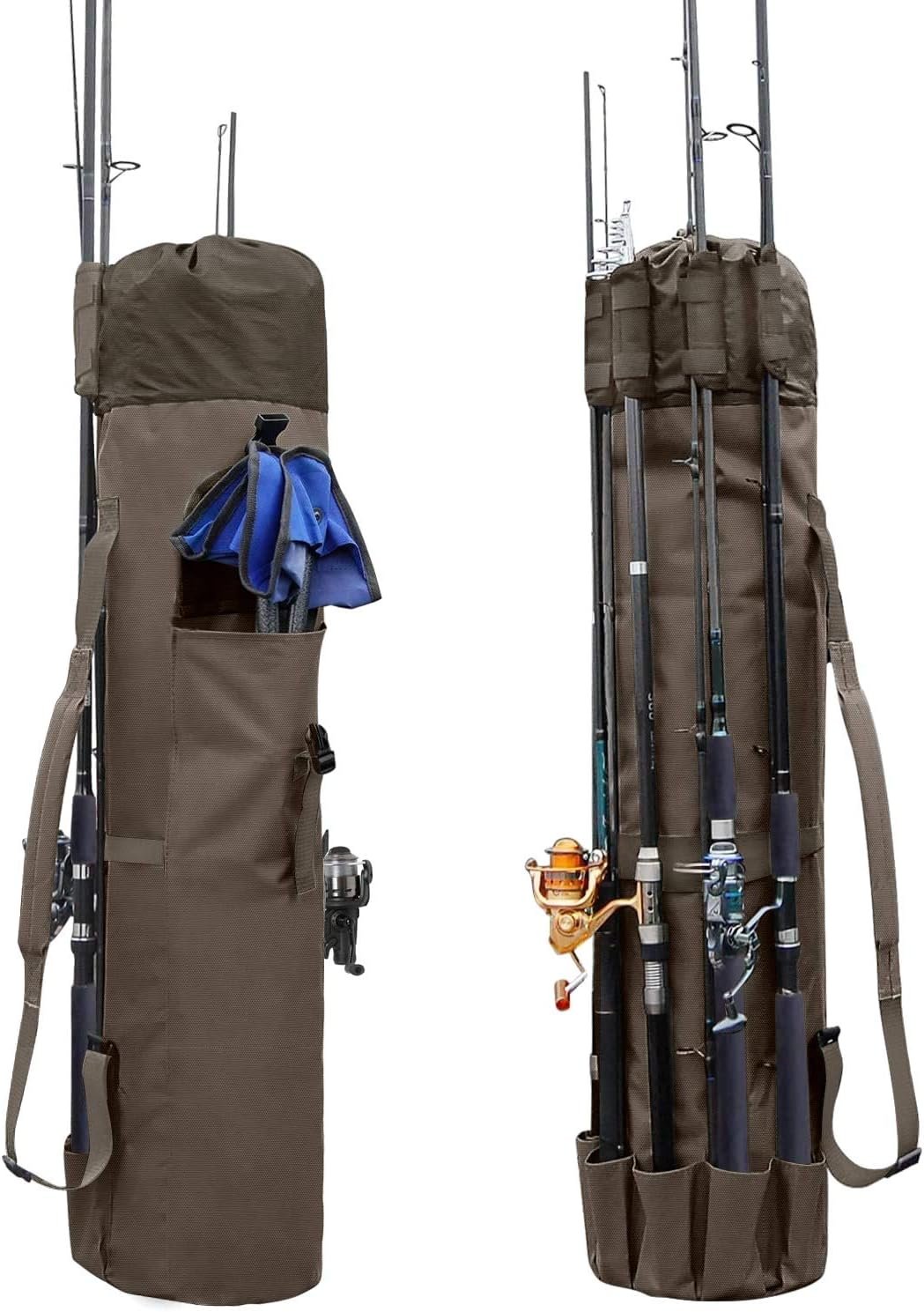 Canvas Fishing Rod And Reel Storage Bag (Holds 5 Rods And Gear)