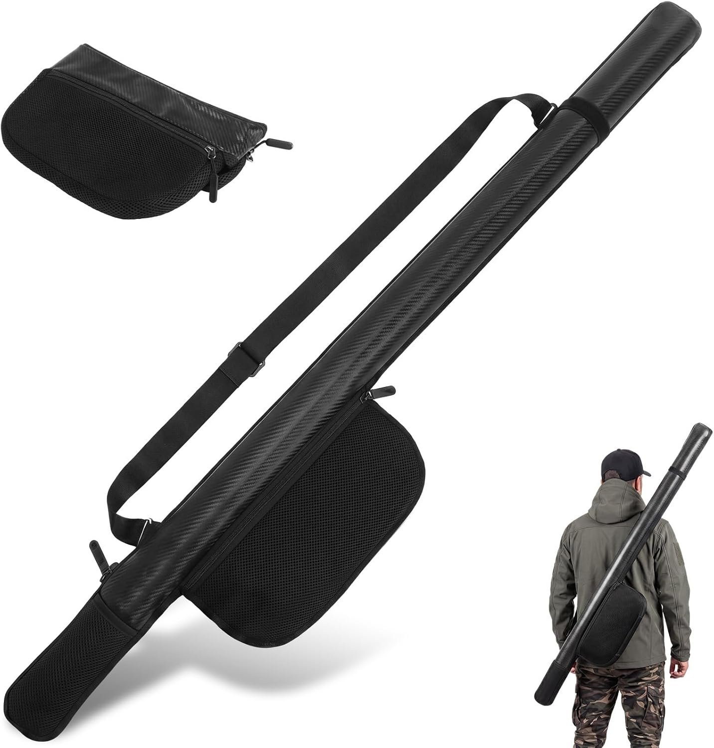 52.4-Inch Foldable Fishing Rod Bag; Portable Rod Tube; Holds 2 Rods And Gear