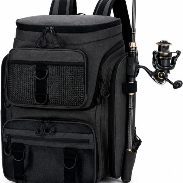 50L Large-Capacity Fishing Gear Backpack with Rod Straps – Waterproof and Heavy-Duty