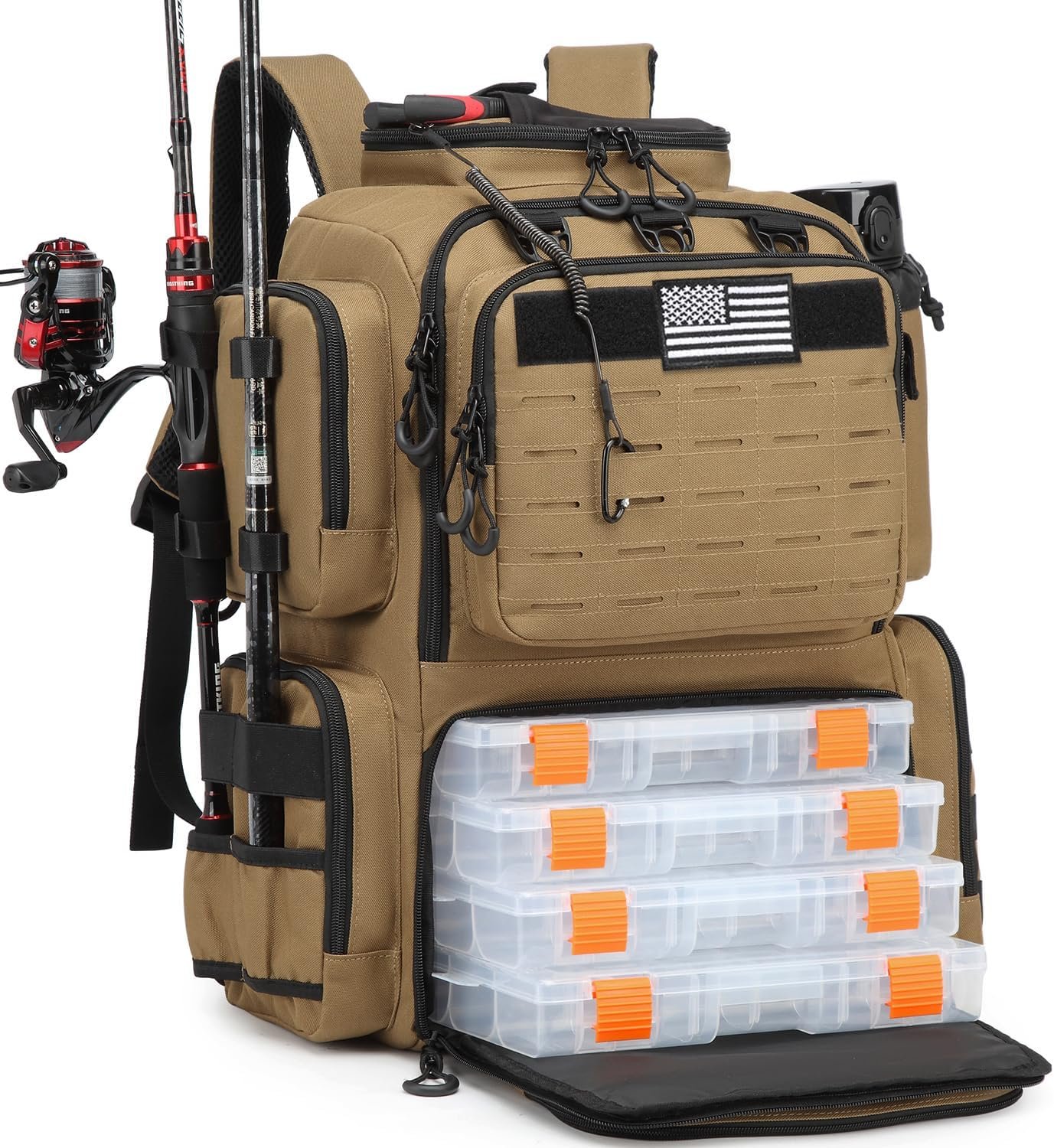Large-Capacity Fishing Bag With Rod Straps Fishing Backpack, Waterproof Tackle Storage Bag