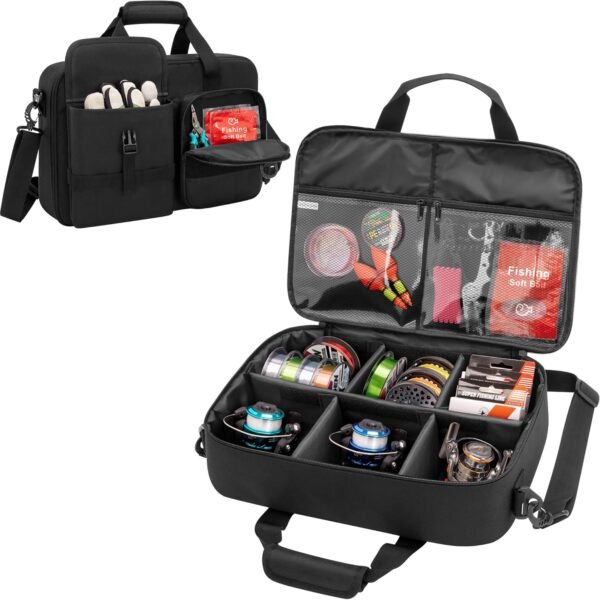 Fishing Gear Storage Bag With Tackle Boxes And Tools; Gray