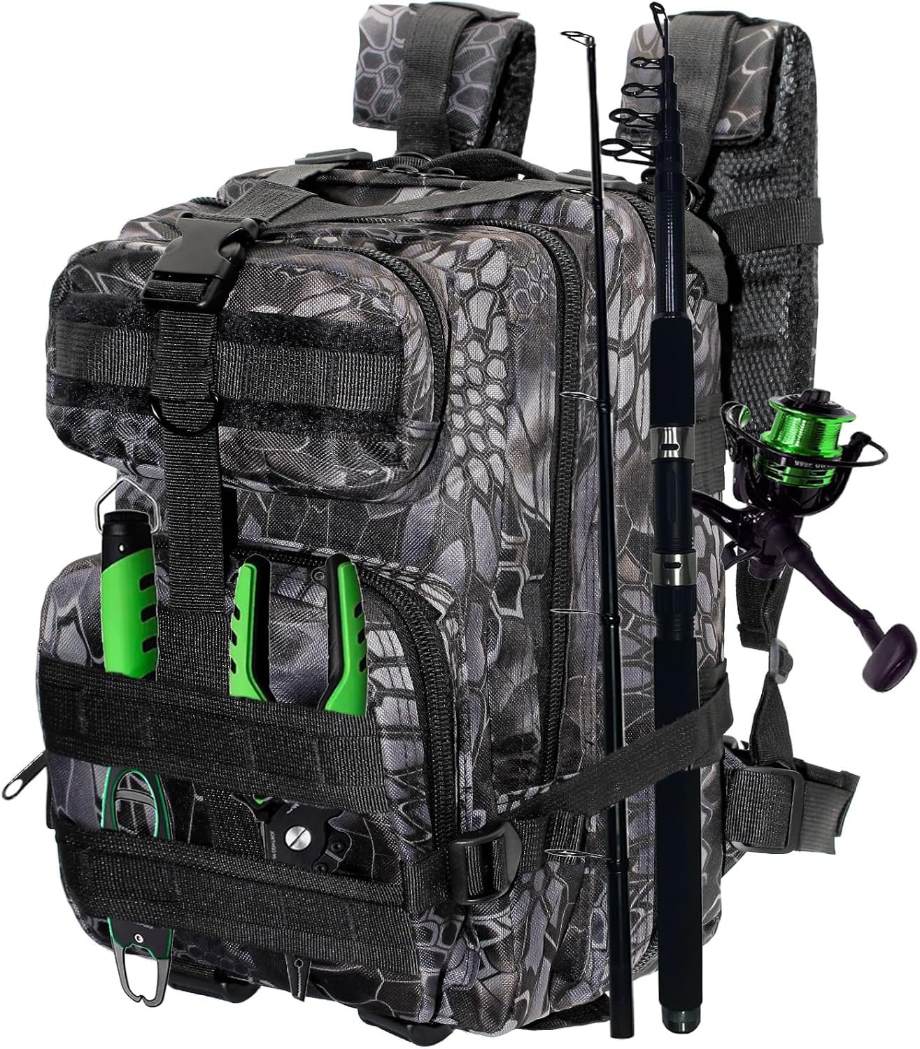 45L Large-Capacity Insulated Fishing Bag with Rod Straps and Rain Cover – Waterproof Gear Organizer