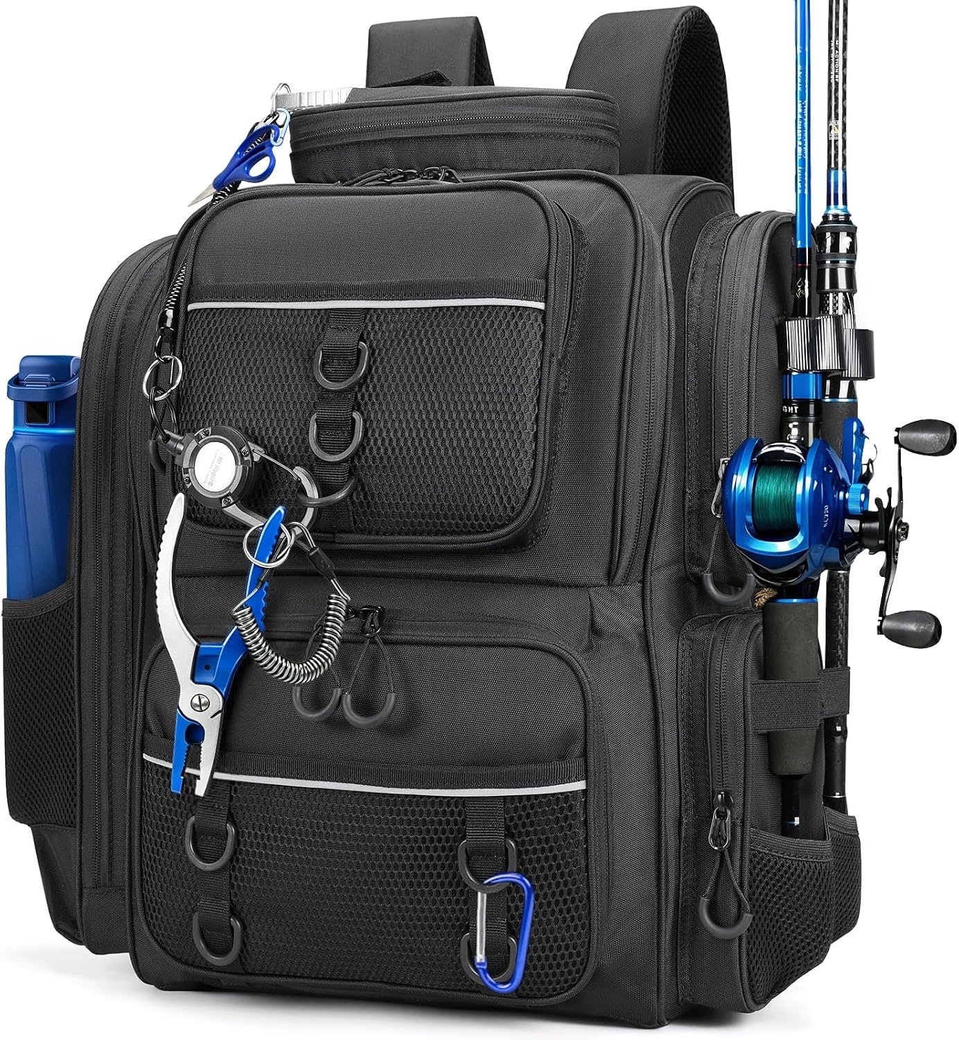 45l Fishing Backpack With Rod Straps, Insulated Storage Pocket, And Rain Cover