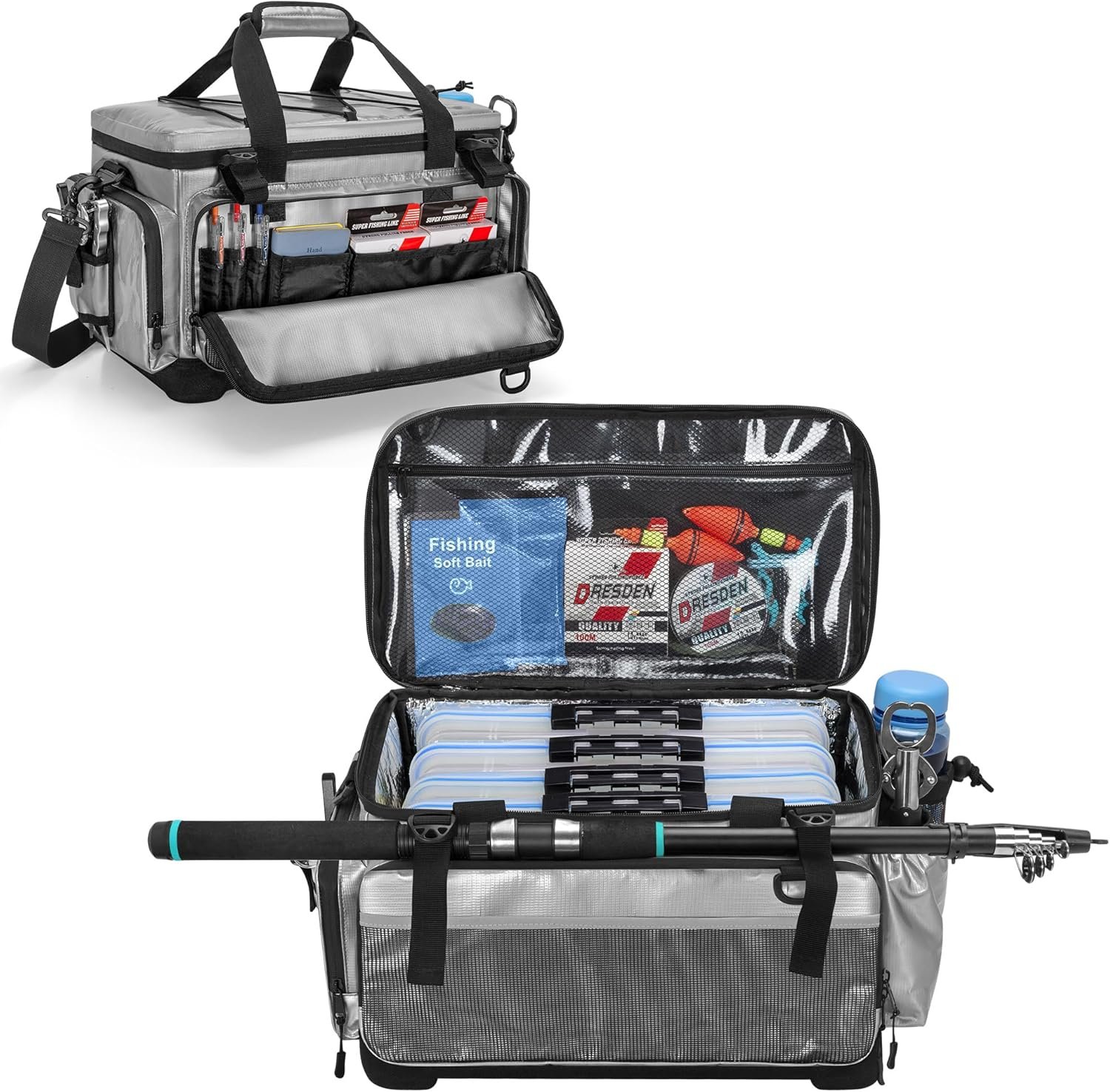 Fishing Bait Boat Bag; 1000d Oxford Cloth; 24×12×8 Inch Portable Gear Bag