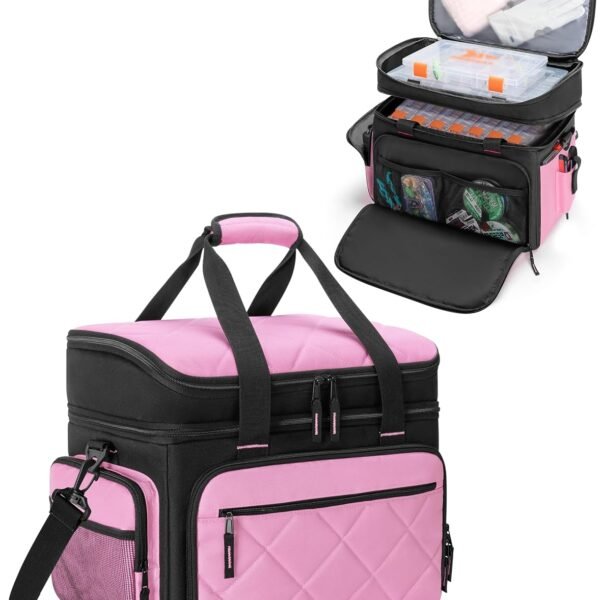 Fishing Gear Bag; Includes Four 3600-Size Tackle Trays And Shoulder Strap; Black