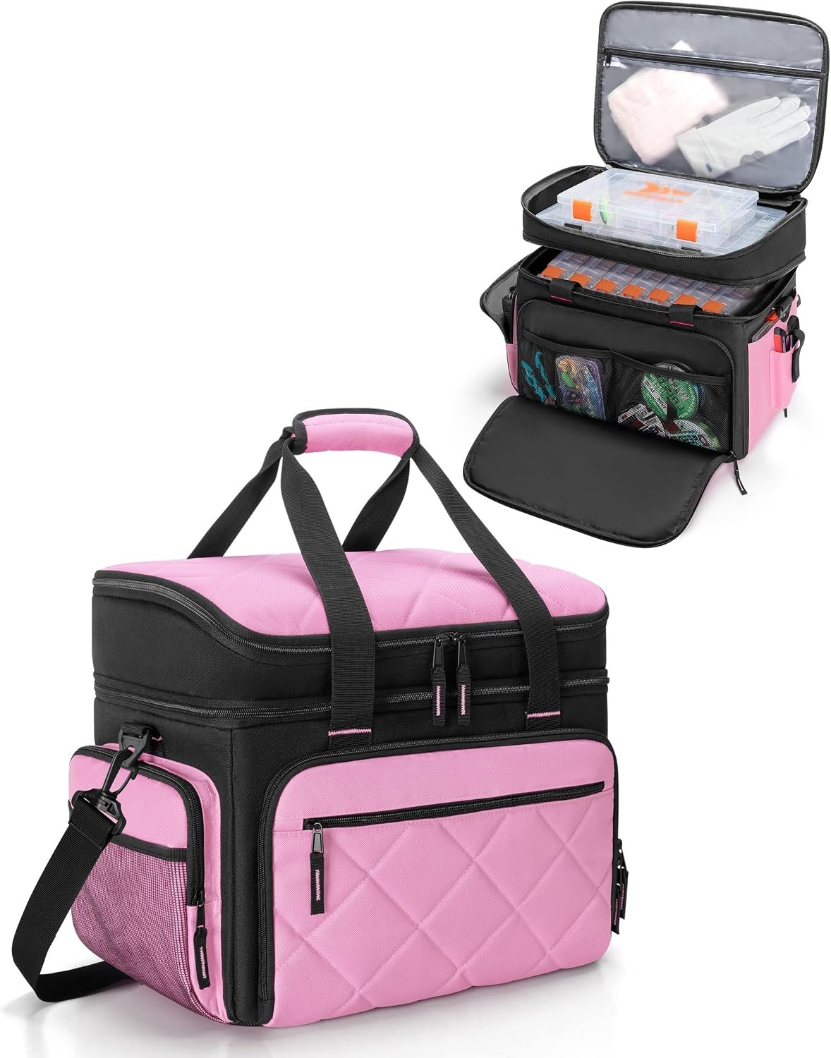 Fishing Gear Bag; Includes Four 3600-Size Tackle Trays And Shoulder Strap; Black
