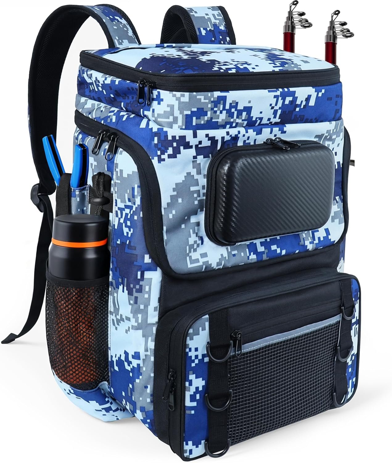 Fishing Backpack With Rod Holders And Insulated Storage Compartment