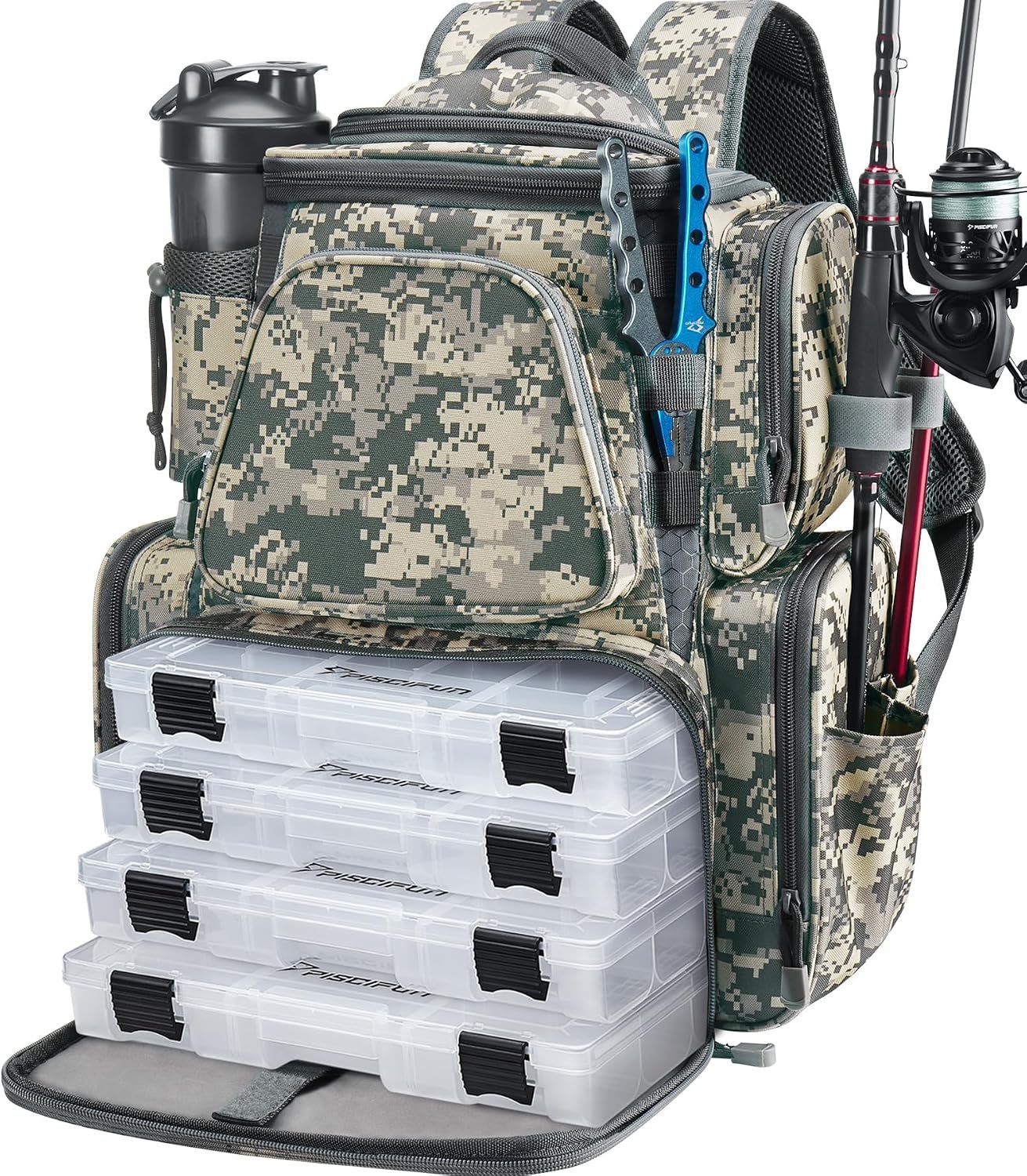 Fishing Sling Backpack With Rod Holder; Waterproof Gear Storage For Freshwater And Saltwater Fishing